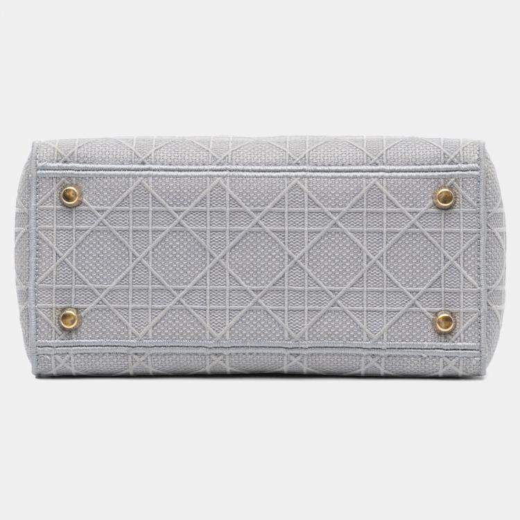 Pre Owned Dior Grey Medium Canvas Cannage Lady D Lite