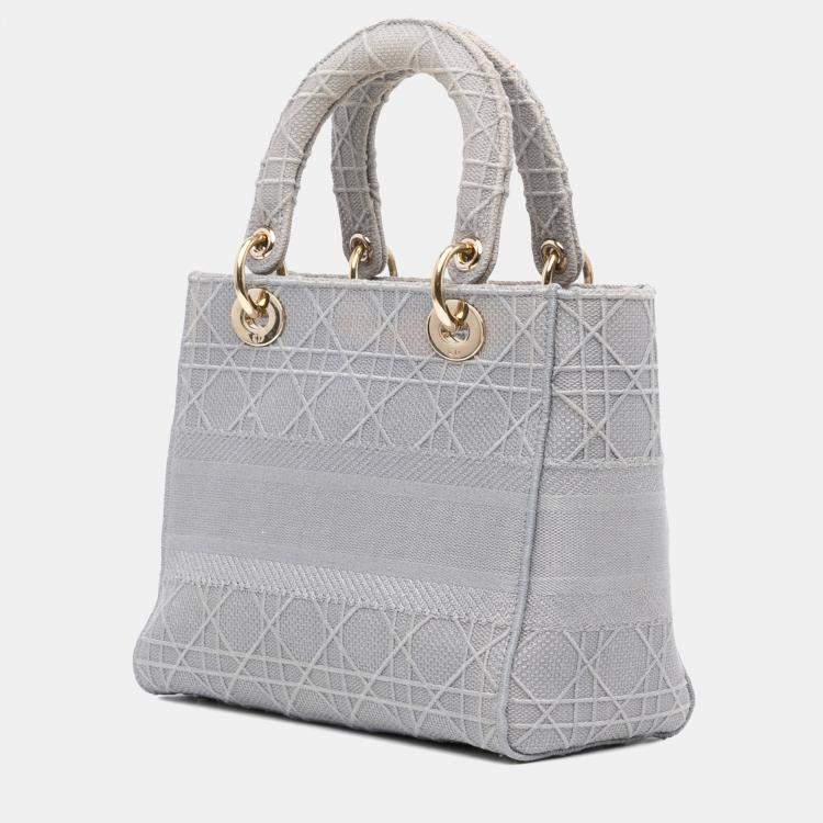 Pre Owned Dior Grey Medium Canvas Cannage Lady D Lite