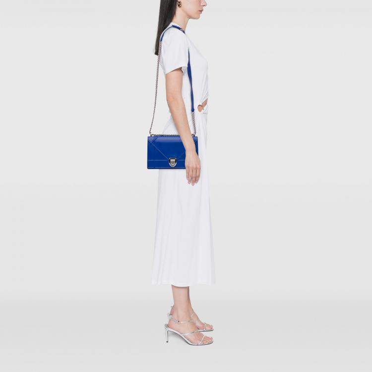 Pre Owned Dior Blue Medium Lambskin Diorama Flap