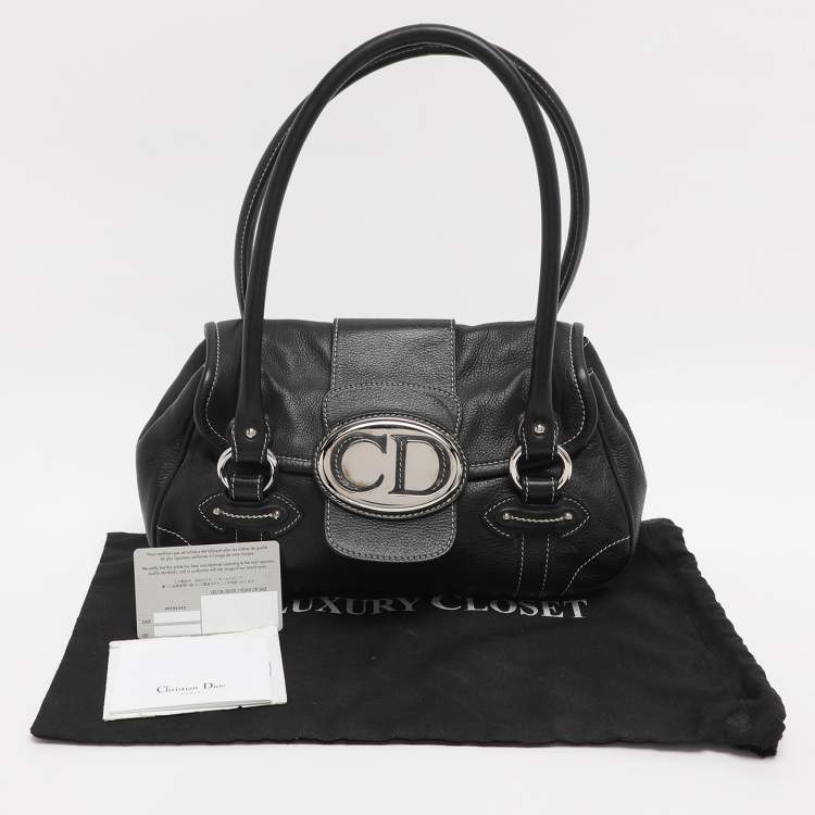 Pre Owned Dior Black Leather St. Germain Flap Satchel