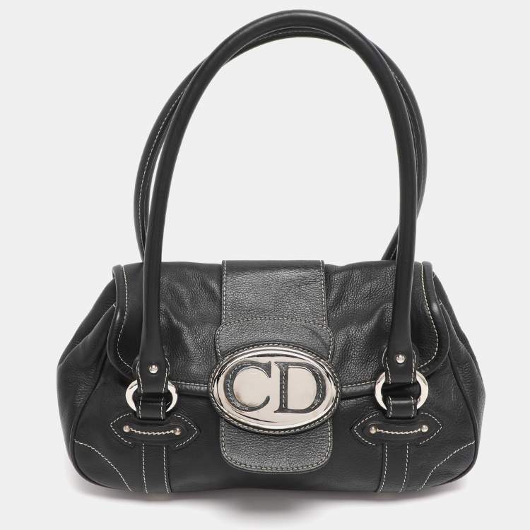 Pre Owned Dior Black Leather St. Germain Flap Satchel