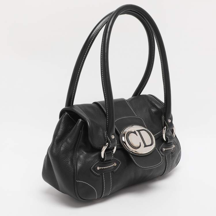 Pre Owned Dior Black Leather St. Germain Flap Satchel