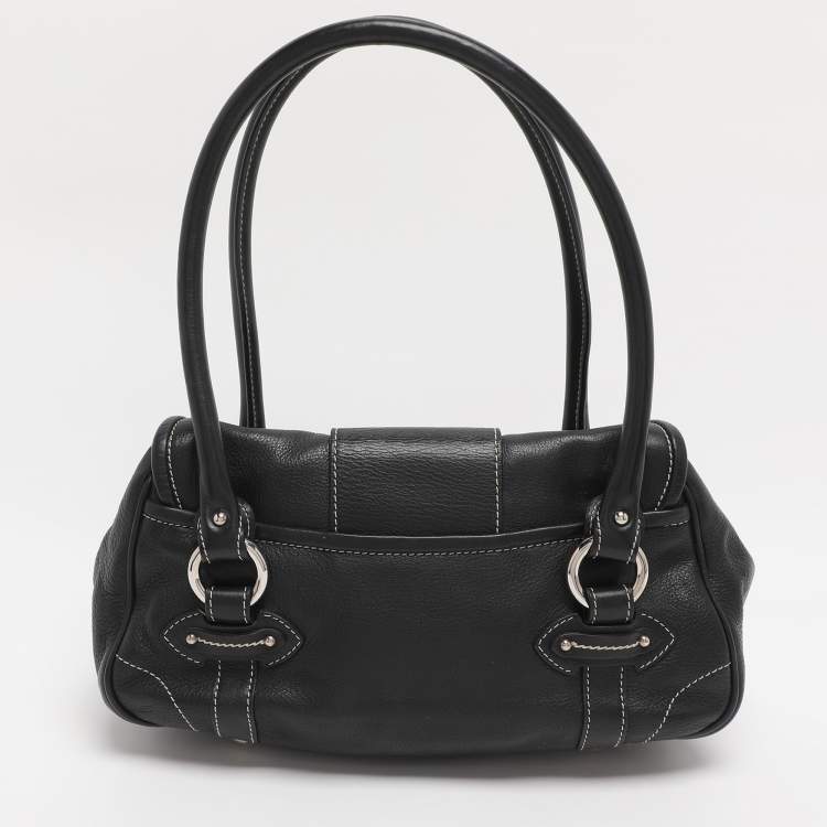 Pre Owned Dior Black Leather St. Germain Flap Satchel