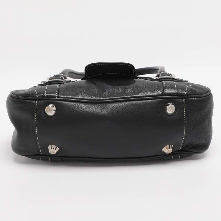 Pre Owned Dior Black Leather St. Germain Flap Satchel