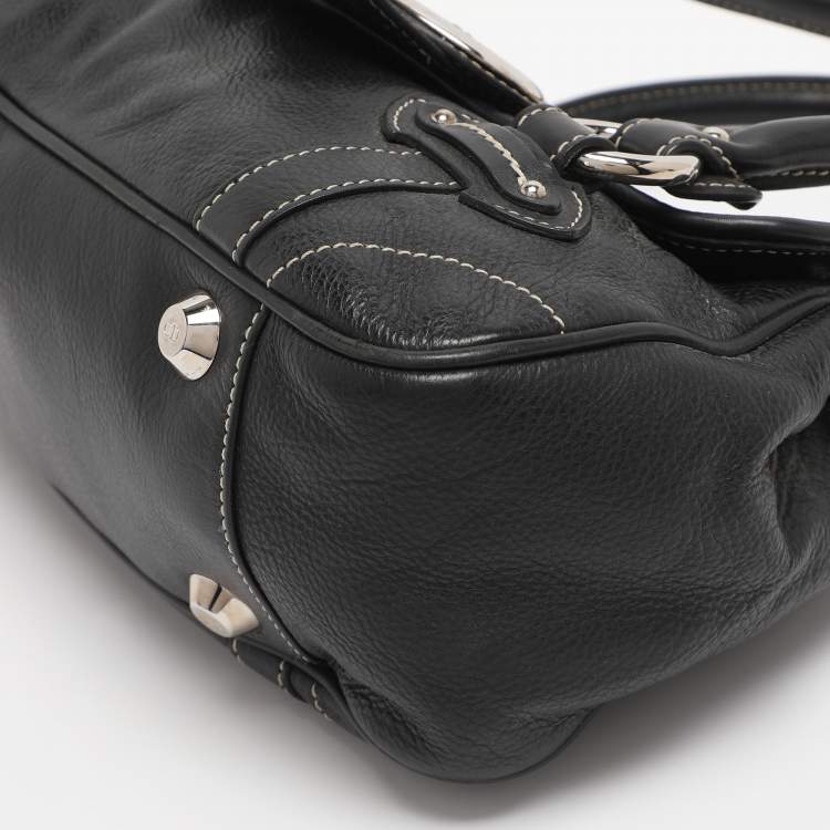 Pre Owned Dior Black Leather St. Germain Flap Satchel