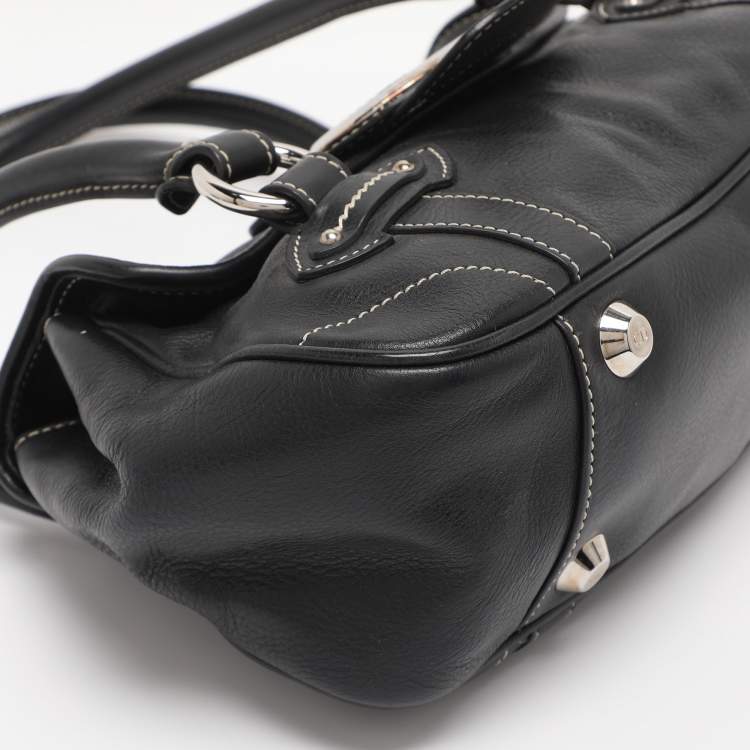 Pre Owned Dior Black Leather St. Germain Flap Satchel