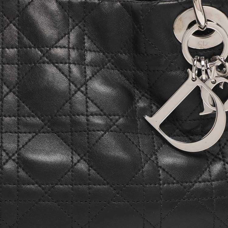 Pre Owned Dior Black Soft Cannage Leather East West Tote