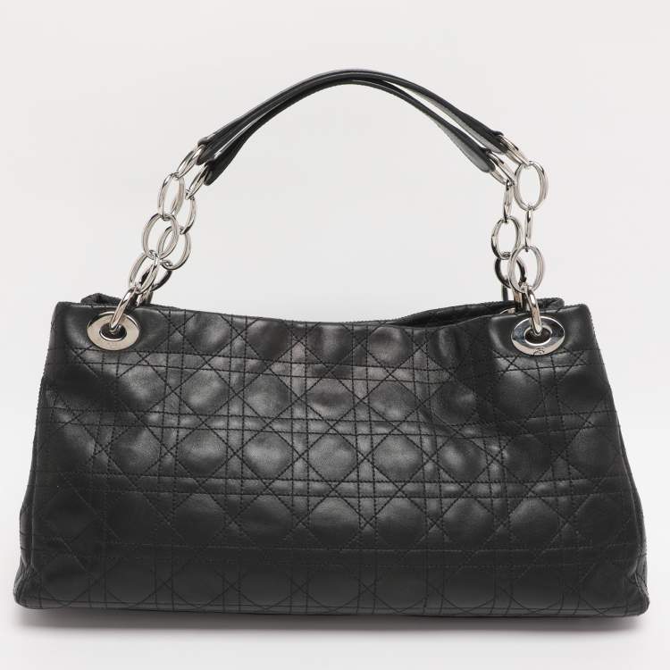Pre Owned Dior Black Soft Cannage Leather East West Tote