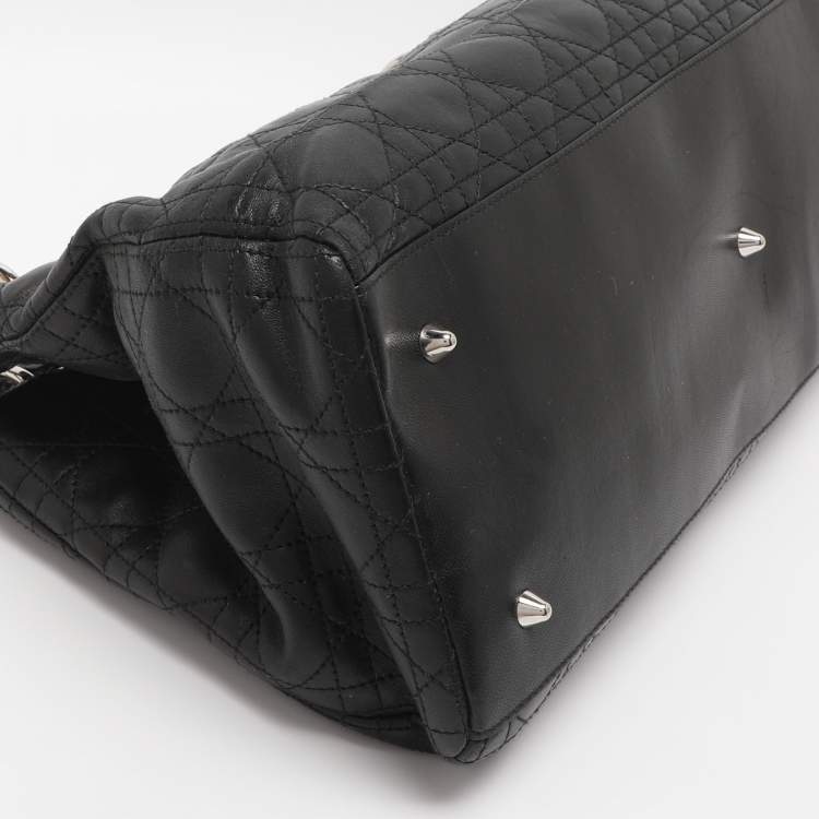 Pre Owned Dior Black Soft Cannage Leather East West Tote
