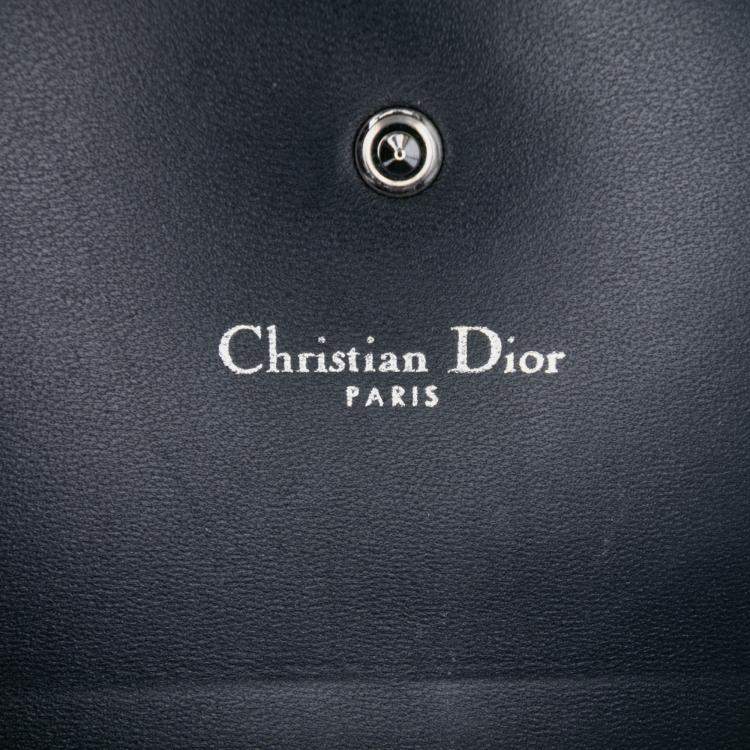 Pre Owned Dior Blue Metallic Patent Microcannage Diorama Wallet on Chain