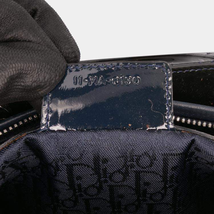 Pre Owned Dior Navy Blue Large Patent Cannage Lady Dior