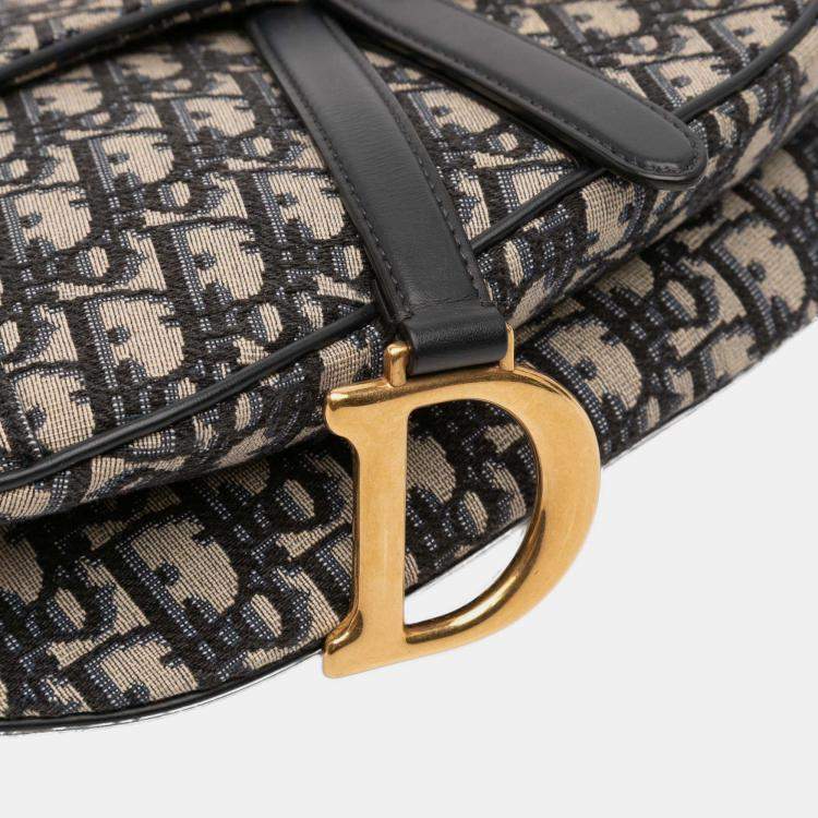 Pre Owned Dior Blue Oblique Canvas Saddle Bag