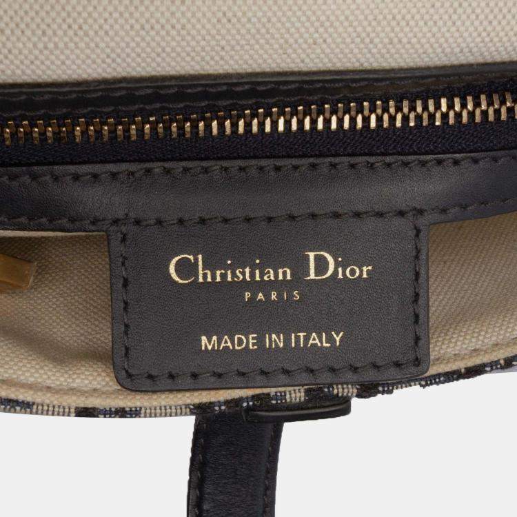 Pre Owned Dior Blue Oblique Canvas Saddle Bag