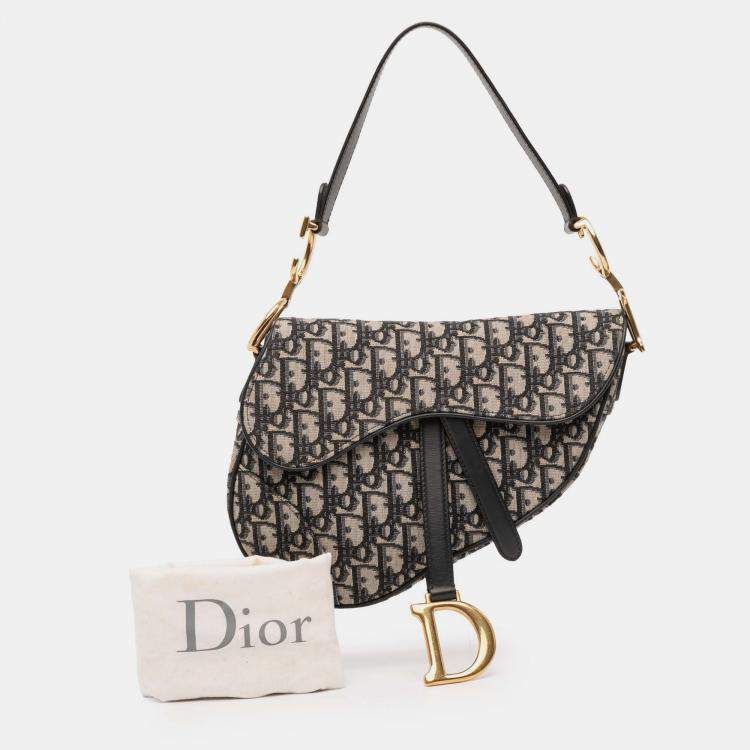 Pre Owned Dior Blue Oblique Canvas Saddle Bag
