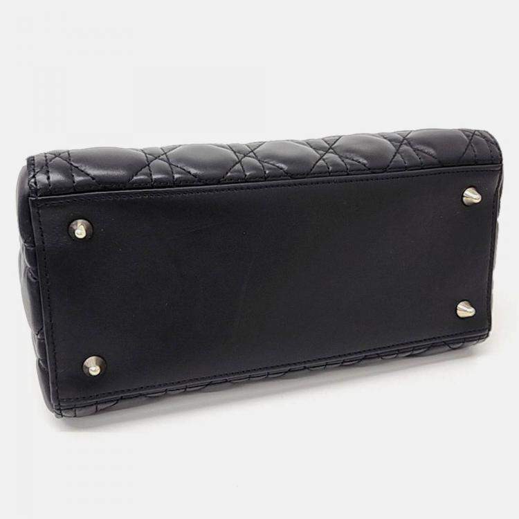 Pre Owned Dior Black Leather Cannage Lady Bag Medium