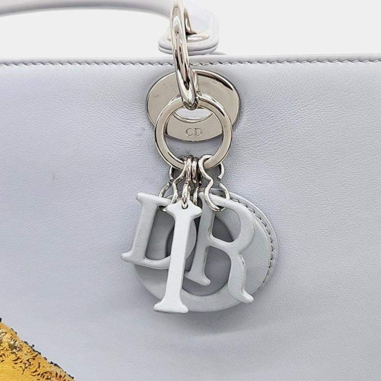 Pre Owned Dior Grey Leather Lady Bag Large