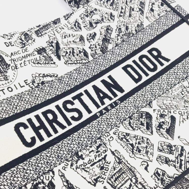 Pre Owned Dior Black White Fabric Book Tote Bag