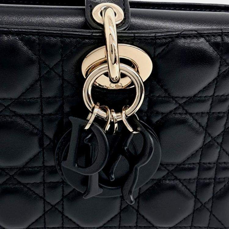 Pre Owned Dior Black Leather Cannage tote and shoulder bag
