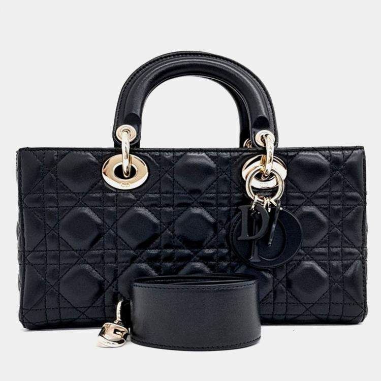Pre Owned Dior Black Leather Cannage tote and shoulder bag