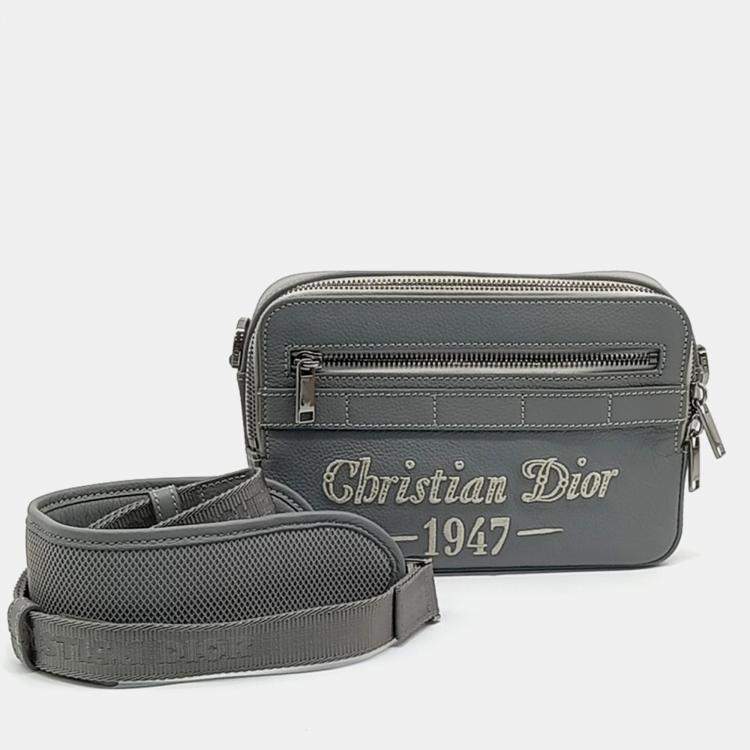 Pre Owned Dior Grey Leather Safari Messenger Bag