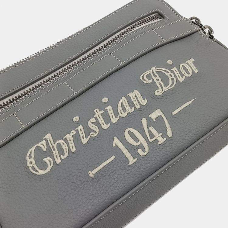 Pre Owned Dior Grey Leather Safari Messenger Bag