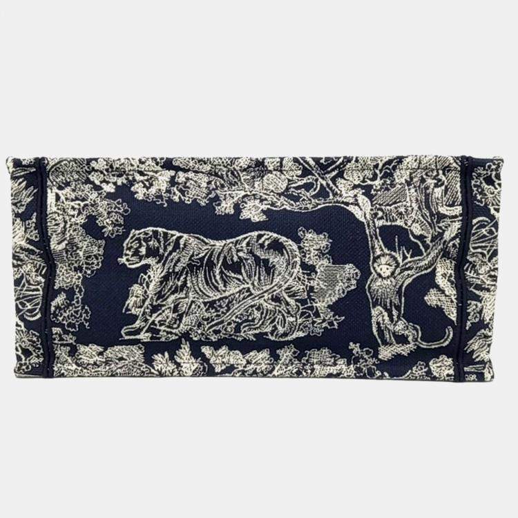 Pre Owned Dior Navy Blue/White Canvas Book Tote Bag