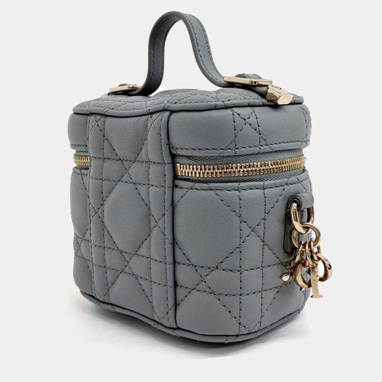 Pre Owned Dior Grey Leather Cannage Micro Vanity