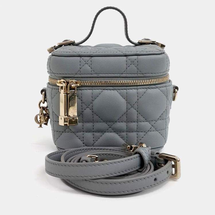 Pre Owned Dior Grey Leather Cannage Micro Vanity