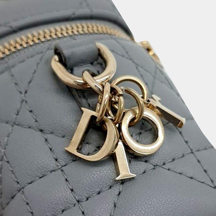 Pre Owned Dior Grey Leather Cannage Micro Vanity