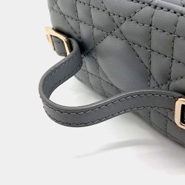 Pre Owned Dior Grey Leather Cannage Micro Vanity