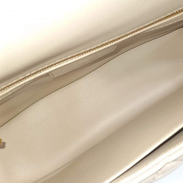 Pre Owned Dior Cream Leather Caro Bag Medium