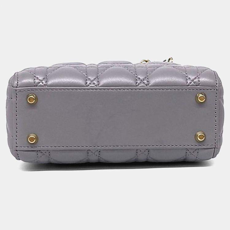 Pre Owned Dior Grey Leather Lady Bag Mini