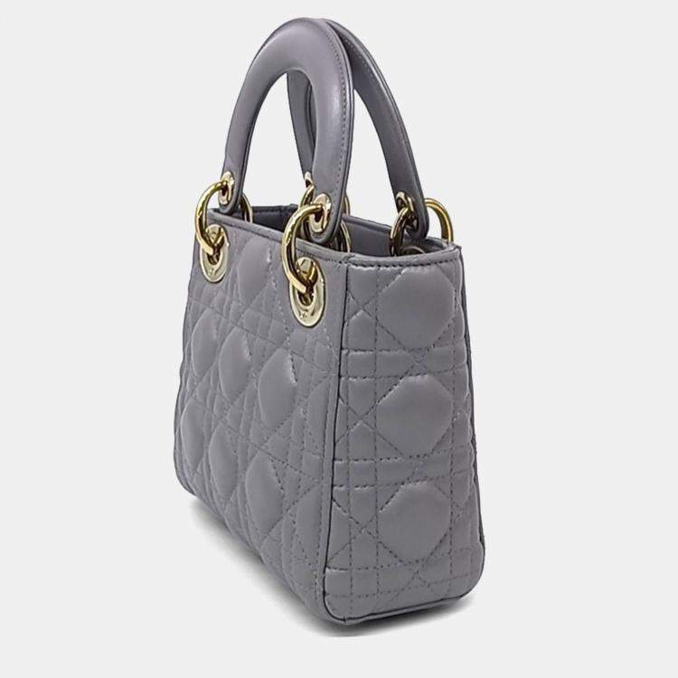 Pre Owned Dior Grey Leather Lady Bag Mini