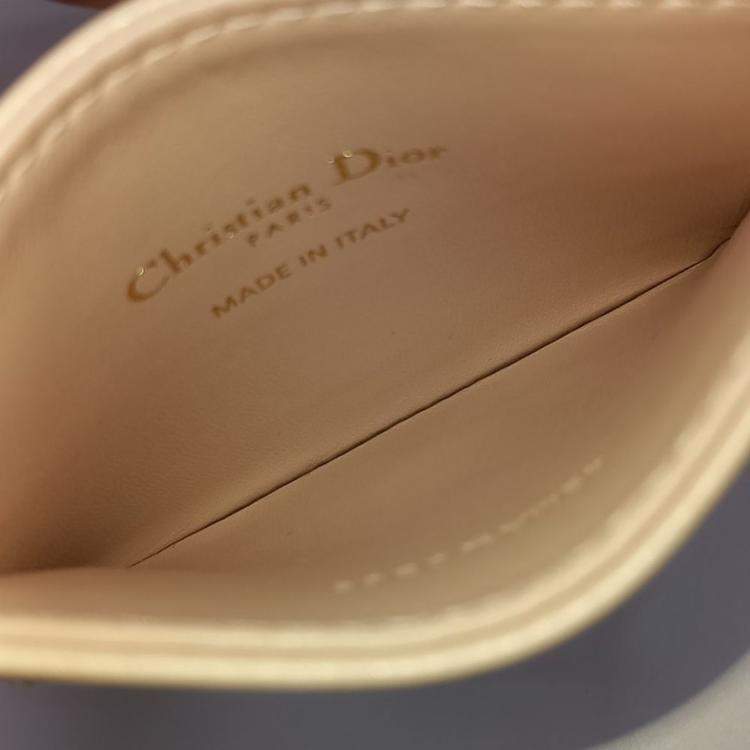 Pre Owned Dior Pink Leather Caro Card Holder