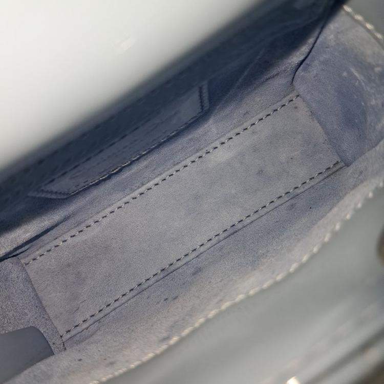 Pre Owned Dior Blue Leather Patent Micro Lady Bag
