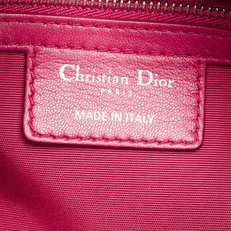 Pre Owned Dior Magenta Cannage Leather Granville Polochon Satchel