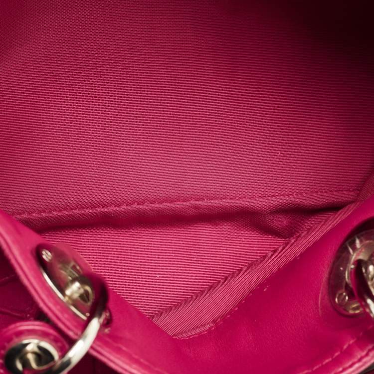 Pre Owned Dior Magenta Cannage Leather Granville Polochon Satchel
