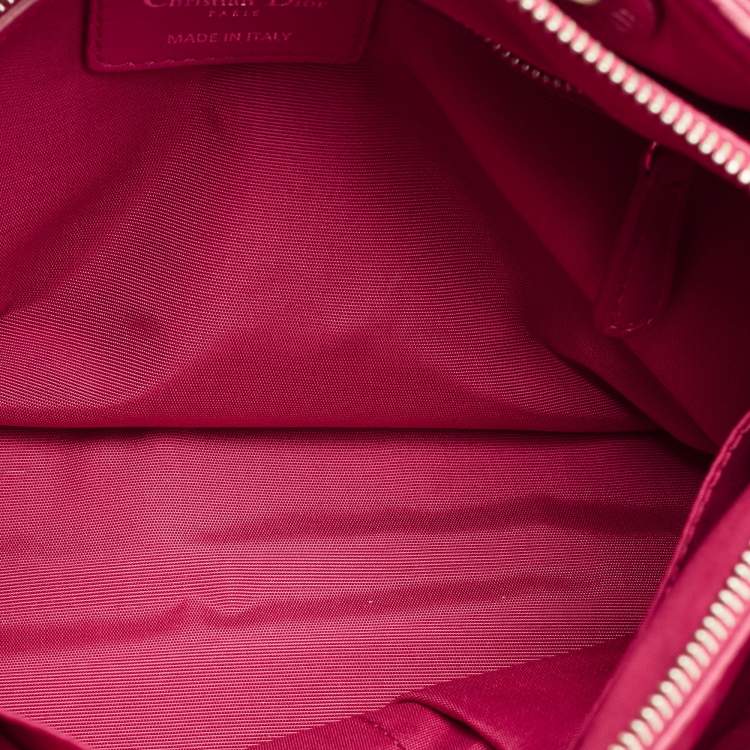 Pre Owned Dior Magenta Cannage Leather Granville Polochon Satchel