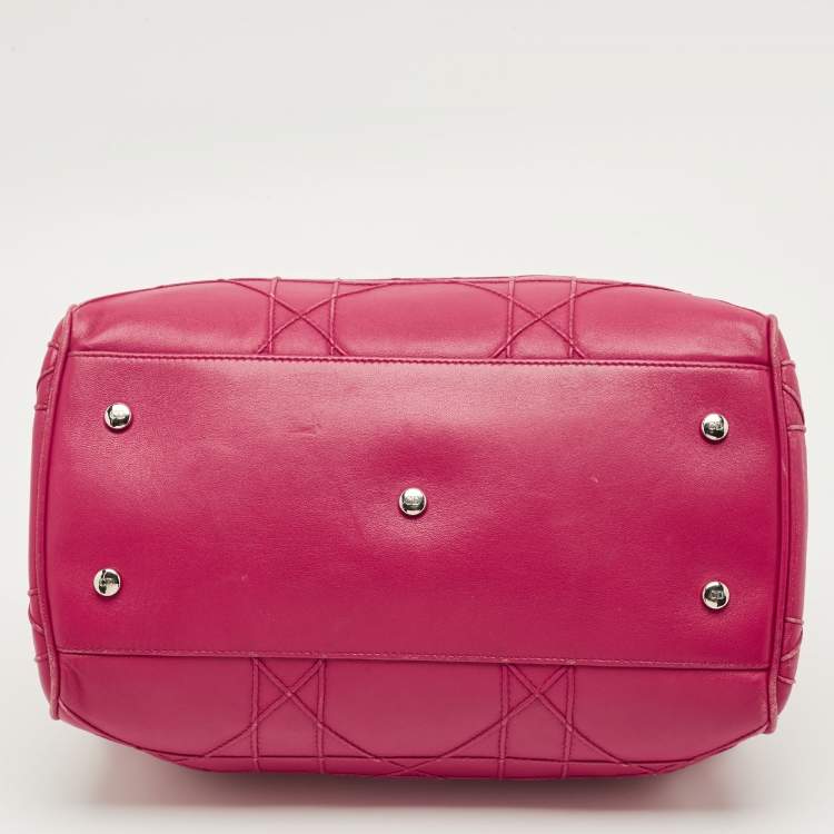 Pre Owned Dior Magenta Cannage Leather Granville Polochon Satchel