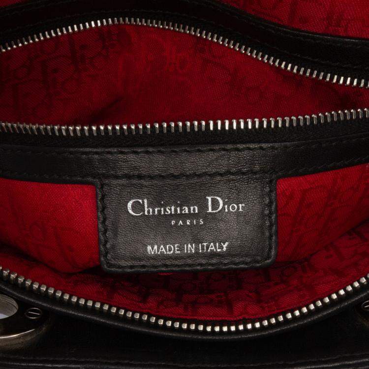 Pre Owned Dior Black Large Lambskin Cannage Lady Dior