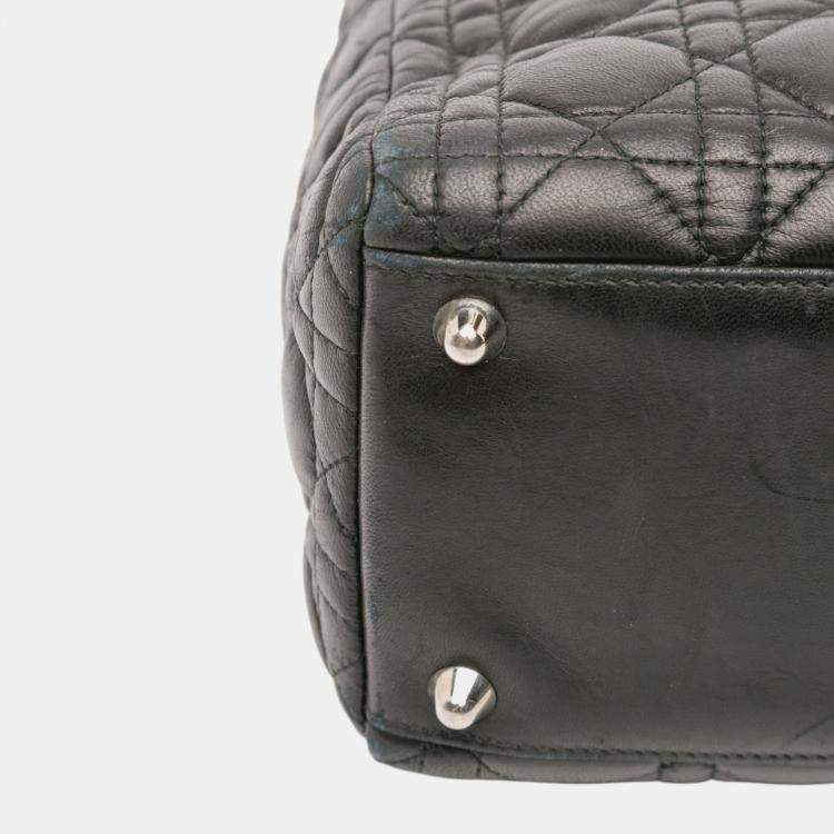 Pre Owned Dior Black Large Lambskin Cannage Lady Dior