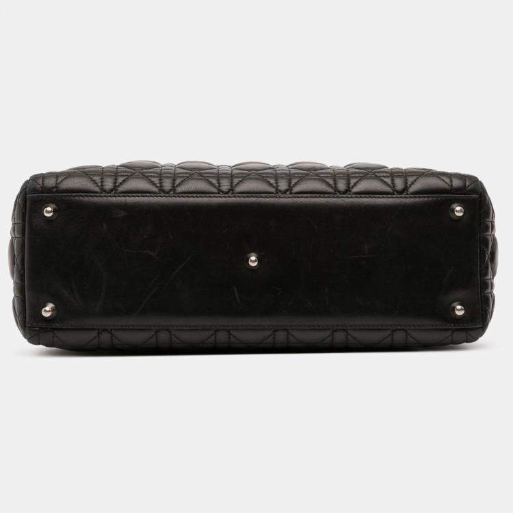 Pre Owned Dior Black Large Lambskin Cannage Lady Dior