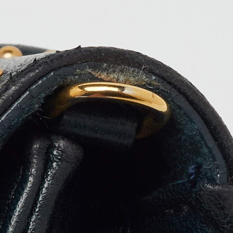 Pre Owned Dior Black Leather Studded Diorama Wallet On Chain
