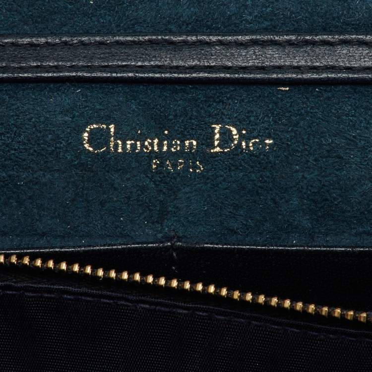 Pre Owned Dior Black Leather Studded Diorama Wallet On Chain