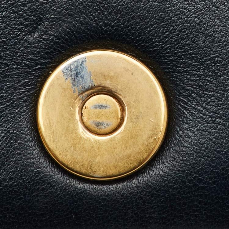Pre Owned Dior Black Leather Studded Diorama Wallet On Chain