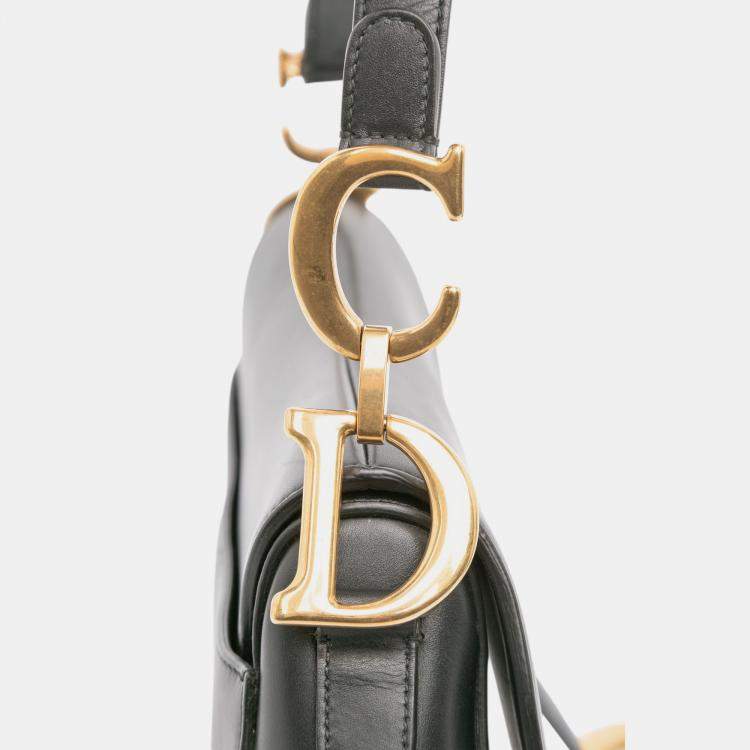 Pre Owned Dior Black Smooth Calfskin Saddle Bag