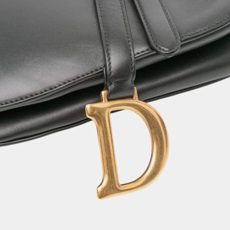 Pre Owned Dior Black Smooth Calfskin Saddle Bag