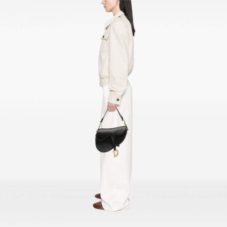 Pre Owned Dior Black Smooth Calfskin Saddle Bag