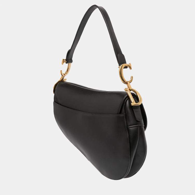 Pre Owned Dior Black Smooth Calfskin Saddle Bag
