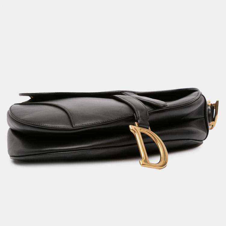 Pre Owned Dior Black Smooth Calfskin Saddle Bag
